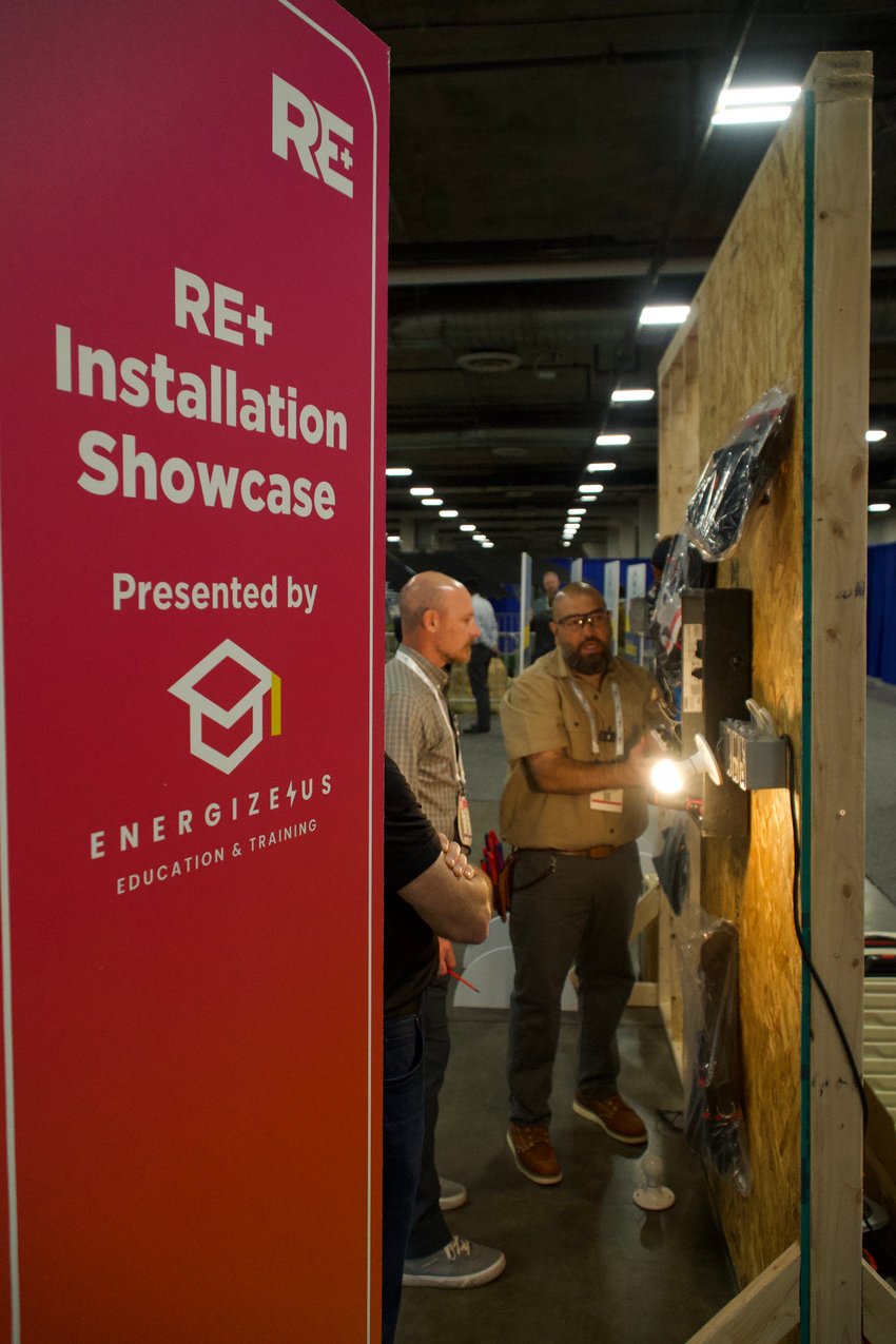 Energize Us EDU demonstrating electrical installation at the RE+ Installation Showcase