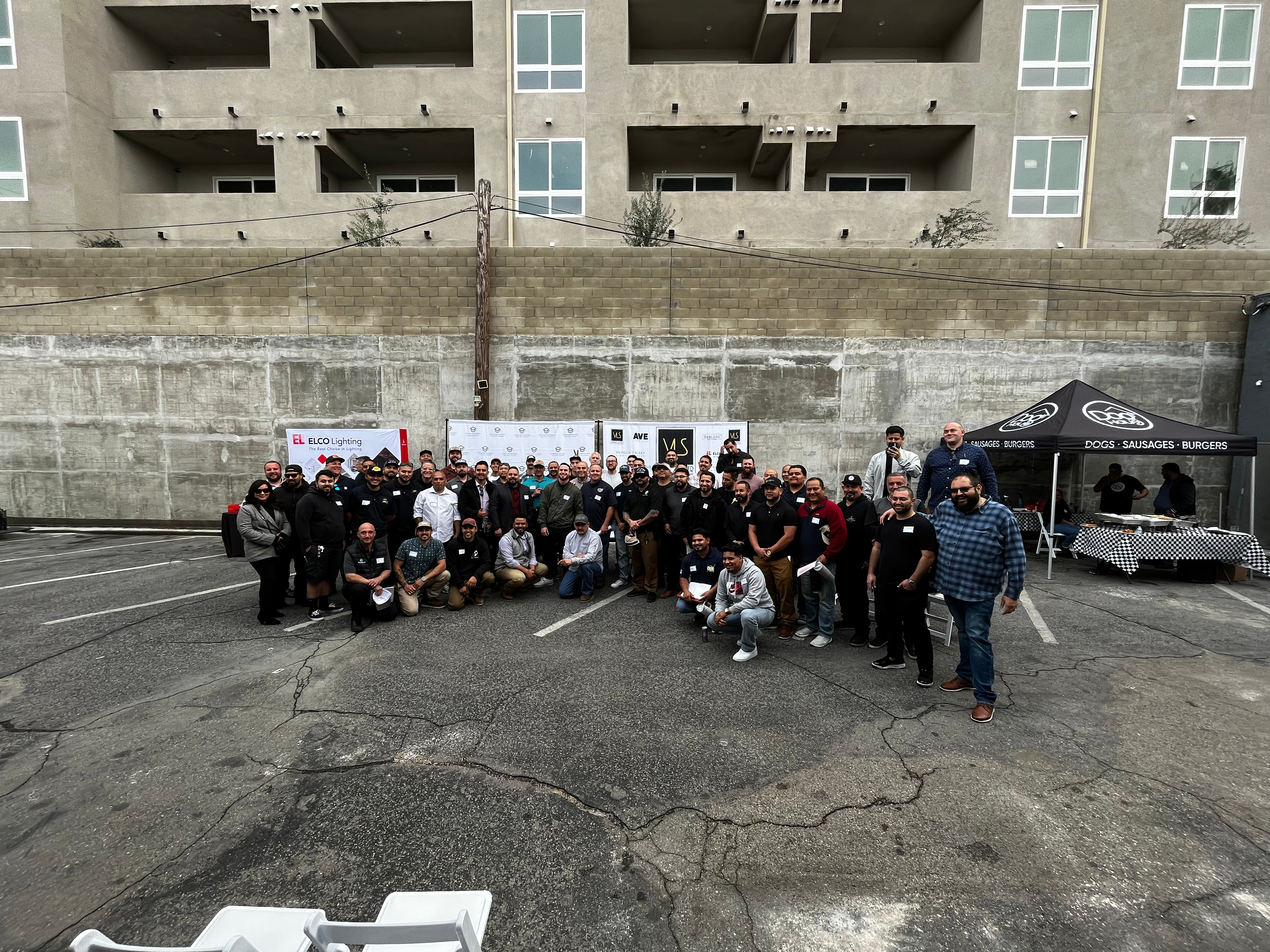 Contractors gathered for a group photo at a Los Angeles meetup